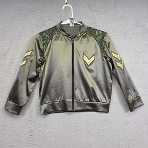 Weissman Jacket Childrens L Green‎ Raglan Bomber Dance Costume Sequin Satin